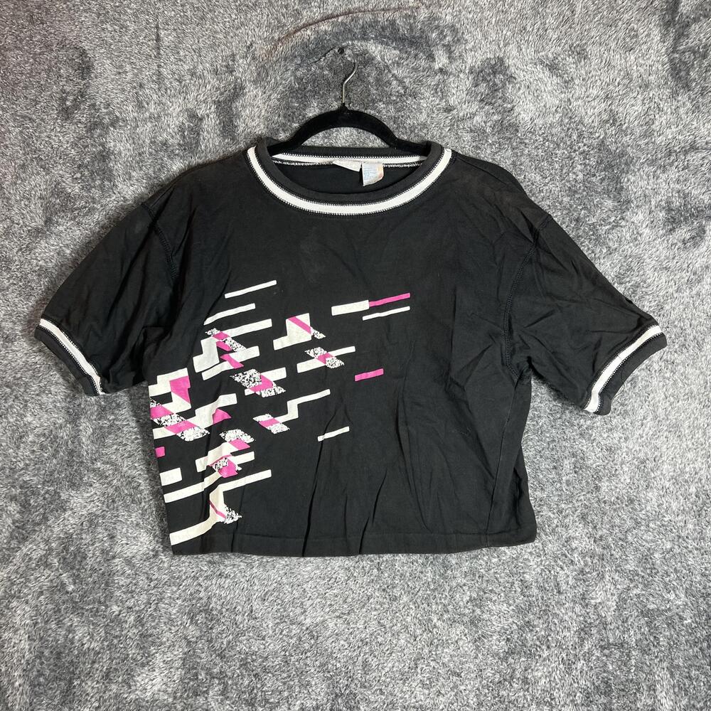 Nike Shirt Womens M Black Ringer Embroidered Logo 100% Cotton Macau F912040W